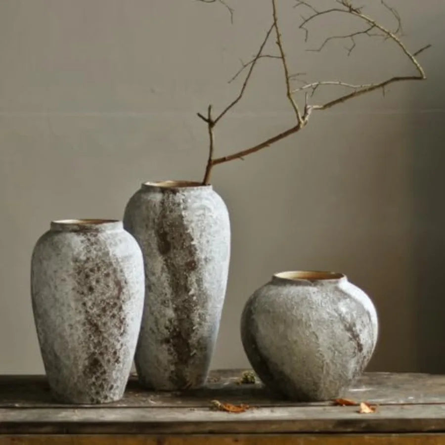 Rustic Ceramic Tall Floor Vase, Large Terracotta Vases