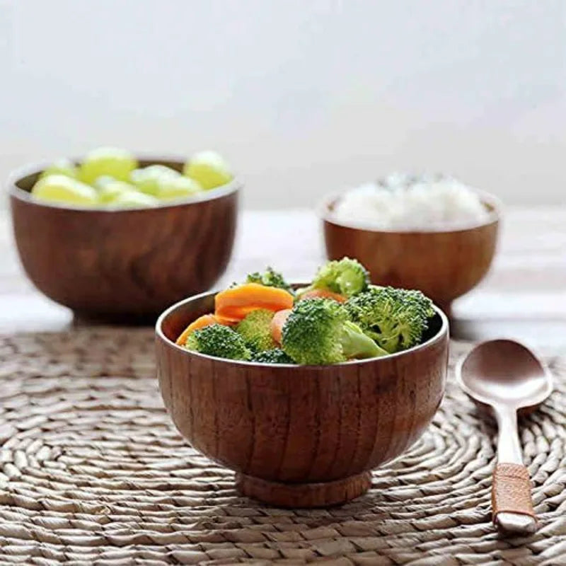 Multisize Solid Wood Salad Bowls