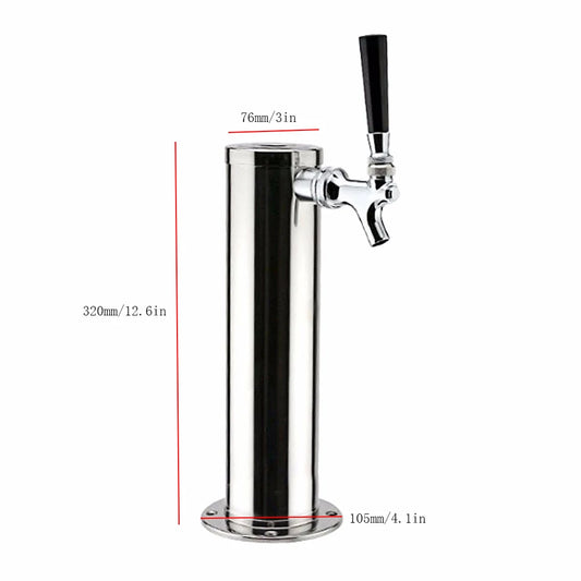 Stainless Steel Draft Beer Tower Set Single Tap Faucet Wine Single Head