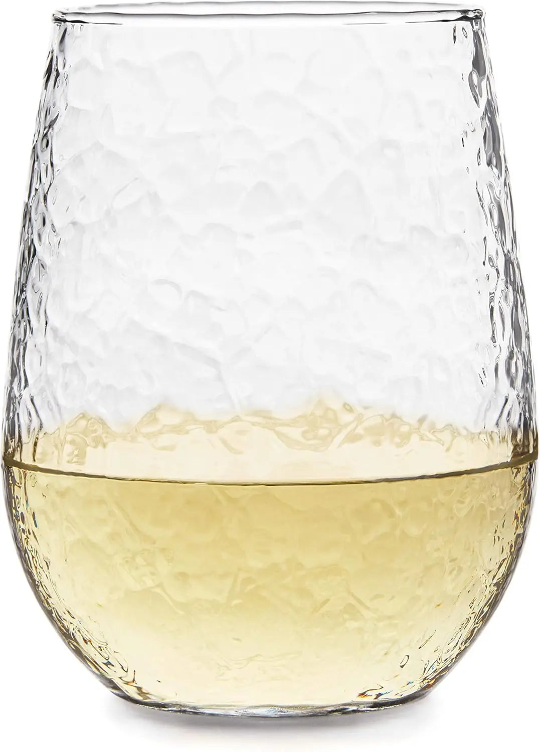 Hammered Stemless Wine Glasses Set of 8, 17-ounce