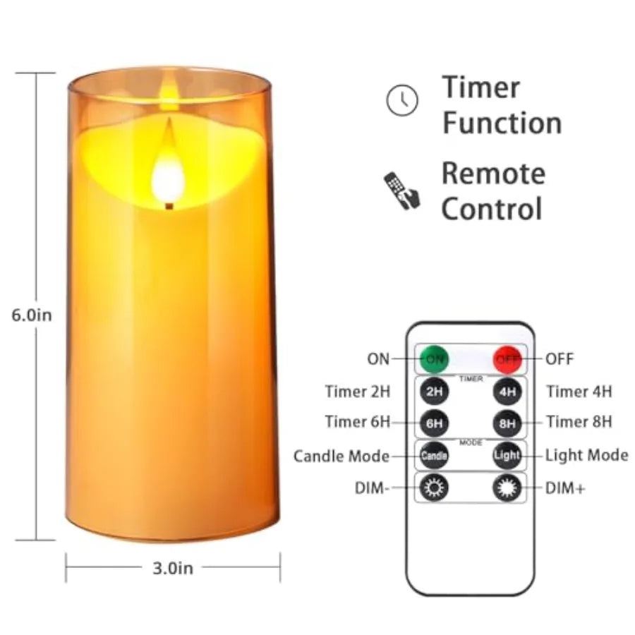Flameless Candles with Remote Timer: 3D Wick Battery Operated Led