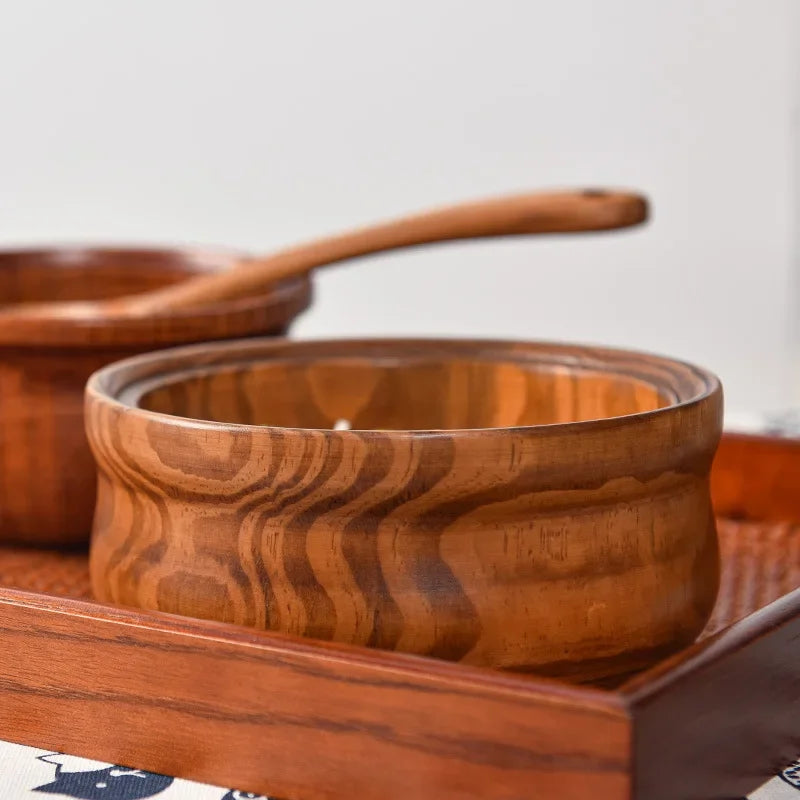 Solid Wooden Bowl with Lid Wooden Salad Bowl