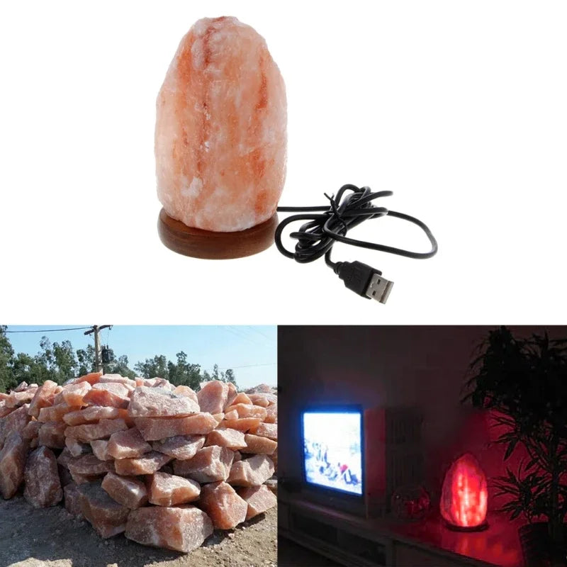 USB Wooden Base Himalayan Rock Salt