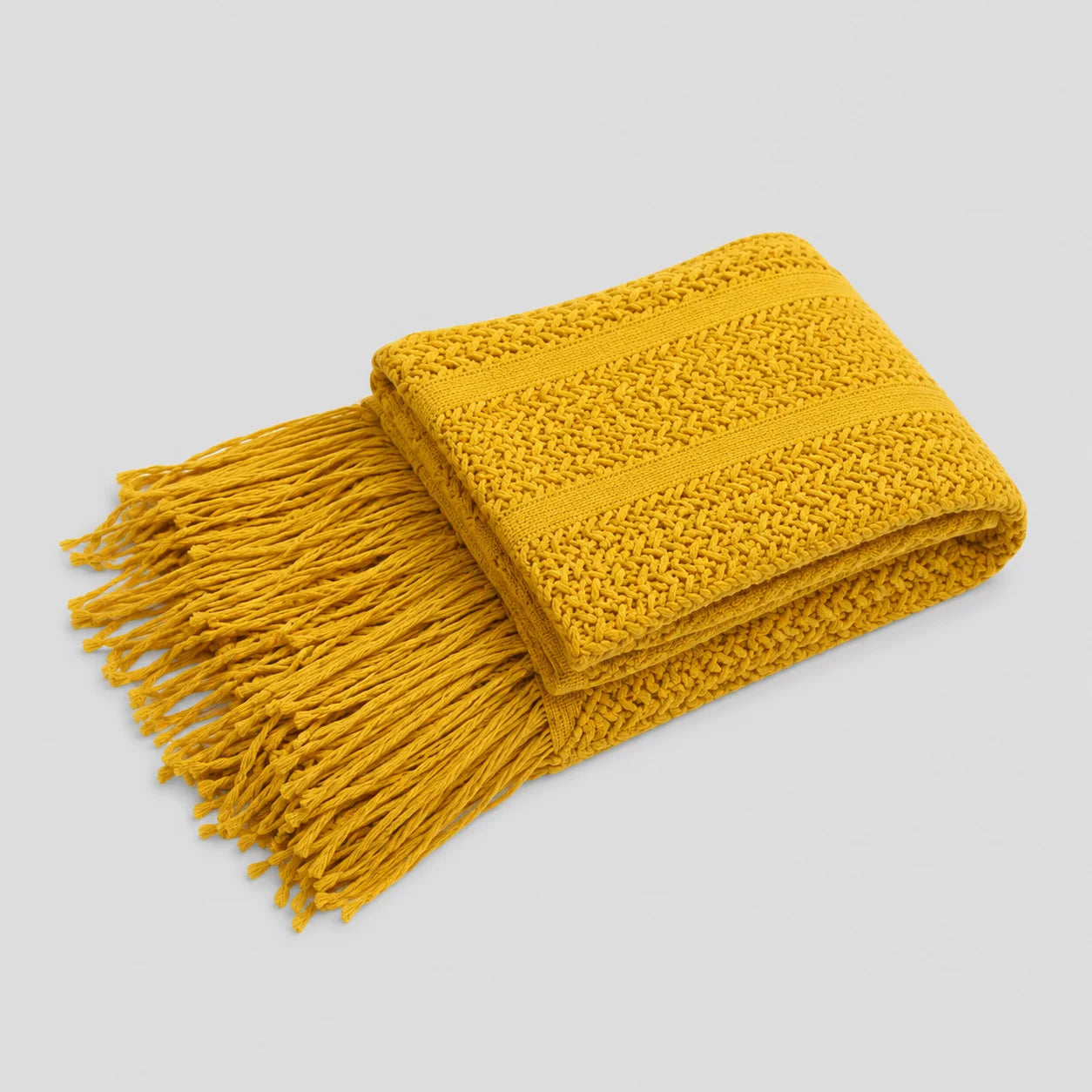 Khaki Popcorn Bobble Textured Knit Throw Blanket with Tassel Fringe, Soft Knitted Decorative Blanket, Lightweight Cozy Cover for Couch Sofa Bed, Boho Farmhouse Home Decor for Living Room Bedroom