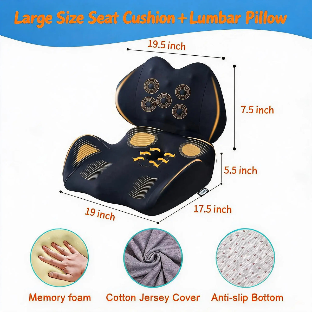 Orthopedic Memory Foam Seat Cushion & Lumbar Support