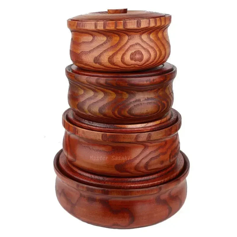 Solid wooden bowl with lid Durable