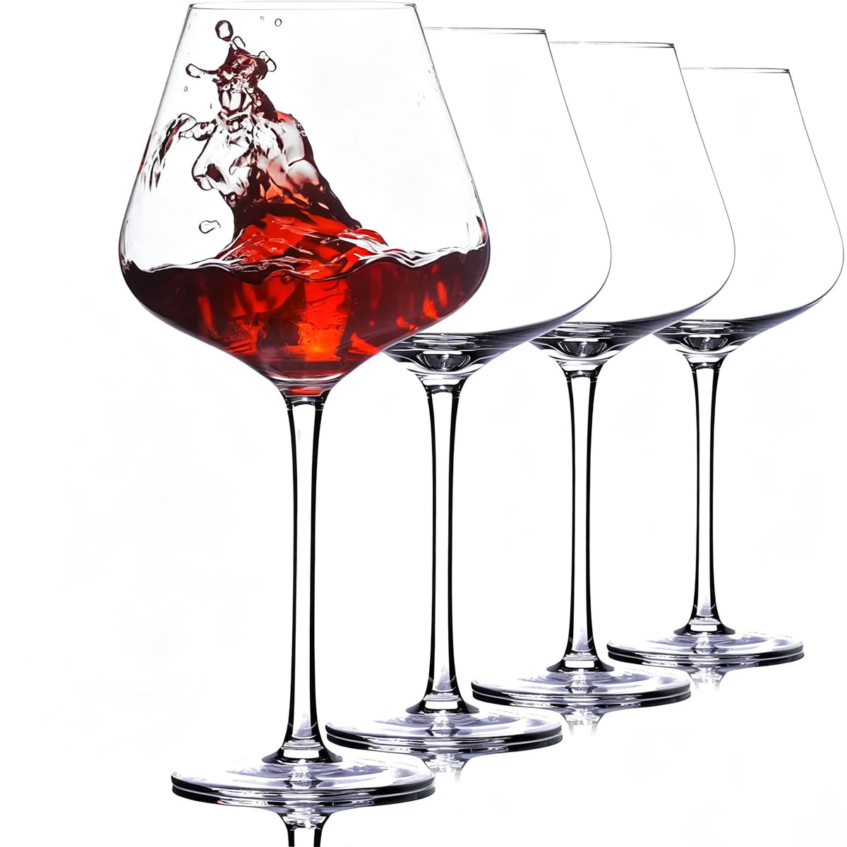 Hand Blown Red Wine Glasses Set of 4,23 oz Crystal  Long Stem,Lead-Free