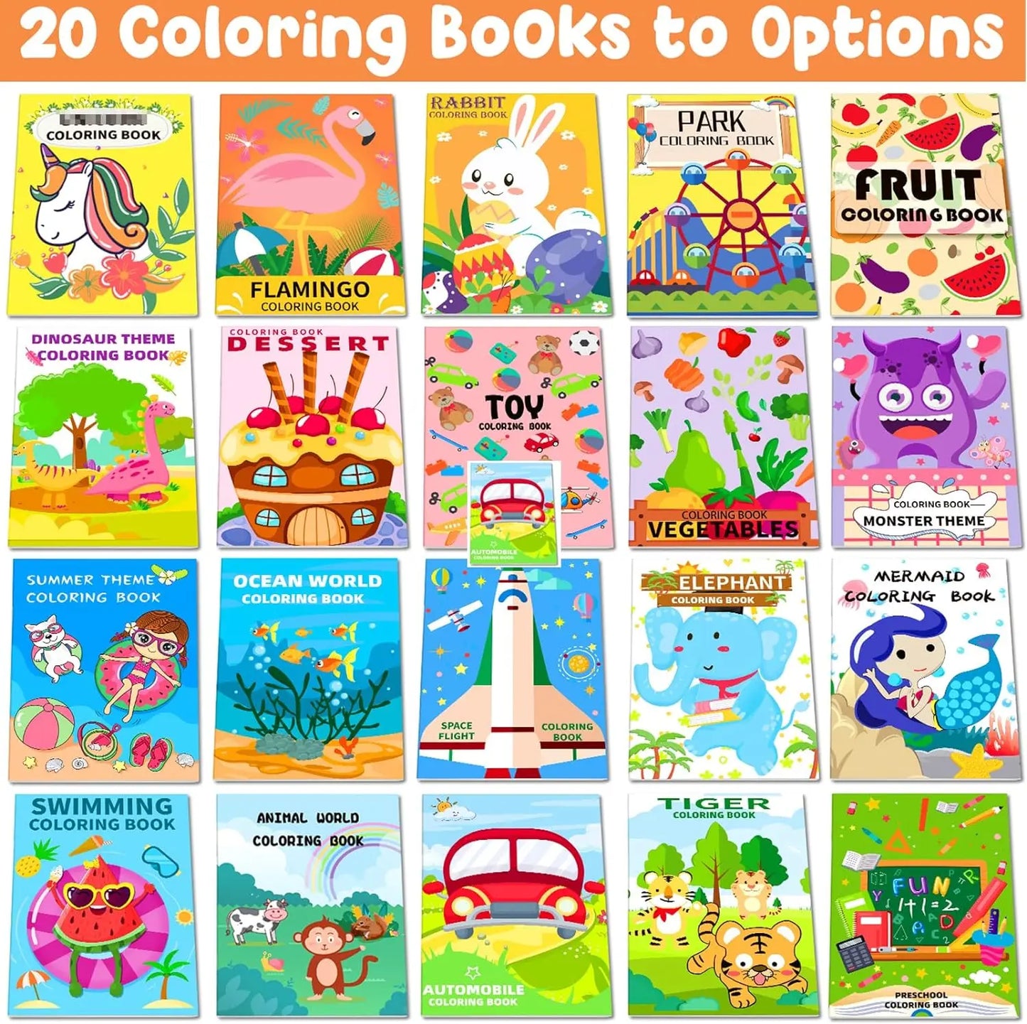 40 Pack Coloring Books for Kids Ages 2-4, 4-8, 8-12