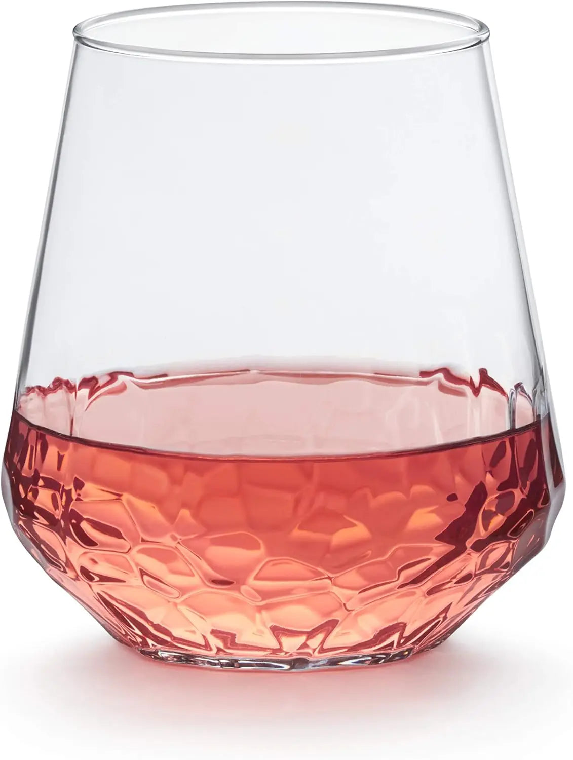 Hammered Stemless Wine Glasses Set of 8, 17-ounce