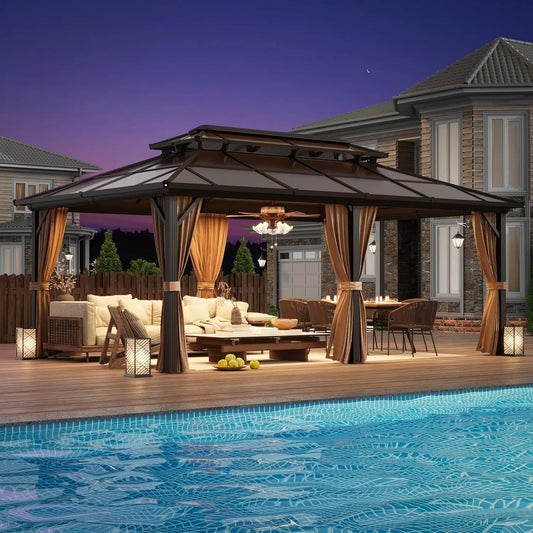 12'x20' Hardtop Gazebo,  Double Roof Canopy