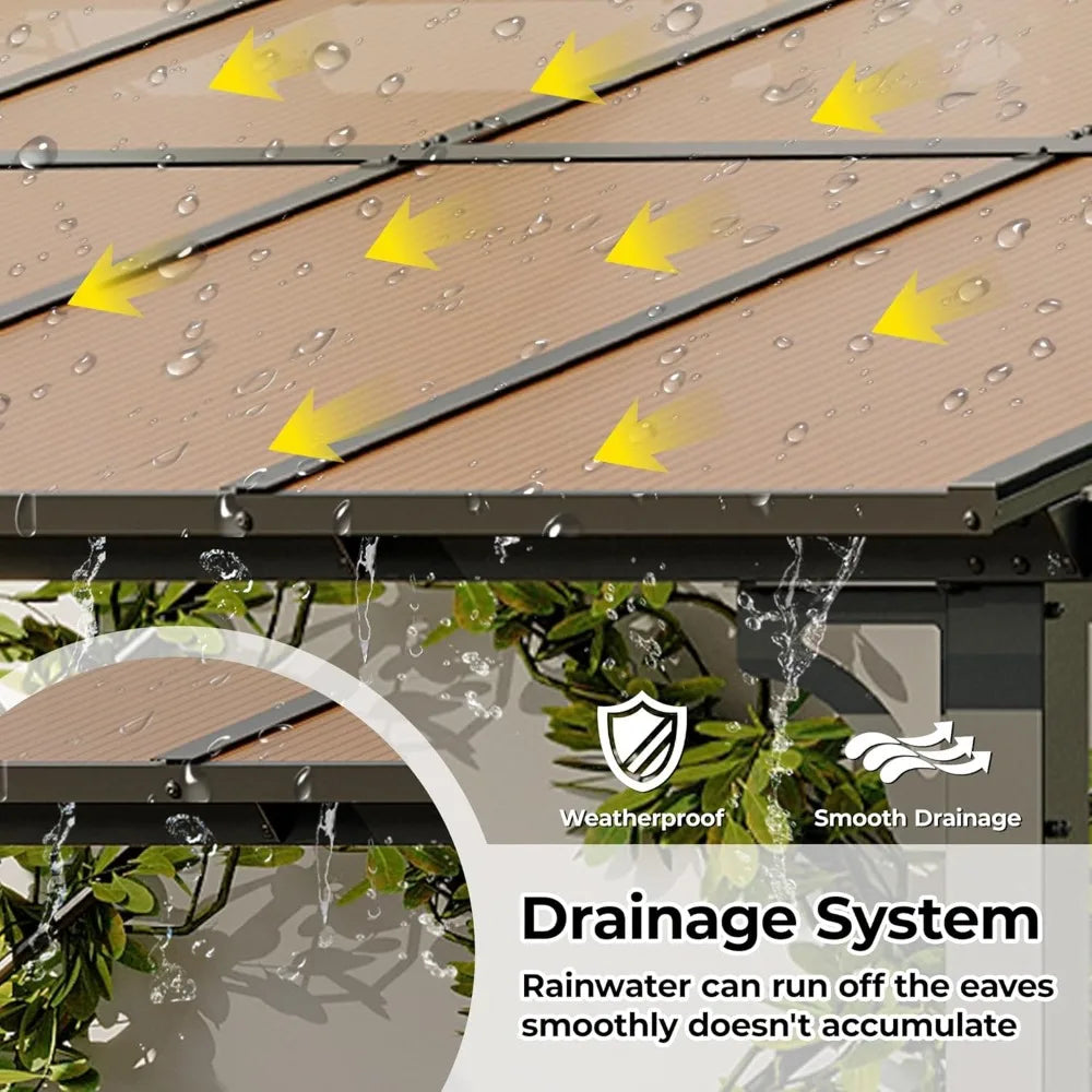 Large Patio Gazebo with Metal Frame and Hard Top,