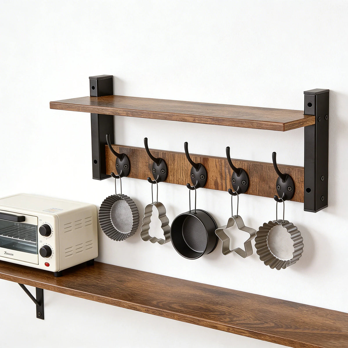 Rustic Wood Key Holder Wall Shelf Wall Mounted