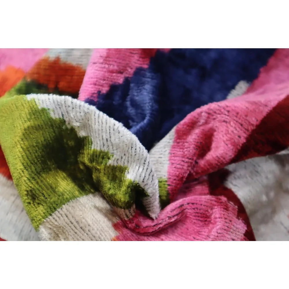 Colorful Silk Velvet Throw Pillow - 16x24 Inches,
