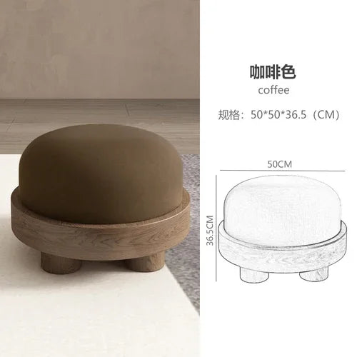 Pouf Furniture Stool Solid Wood Low Shoe Changing