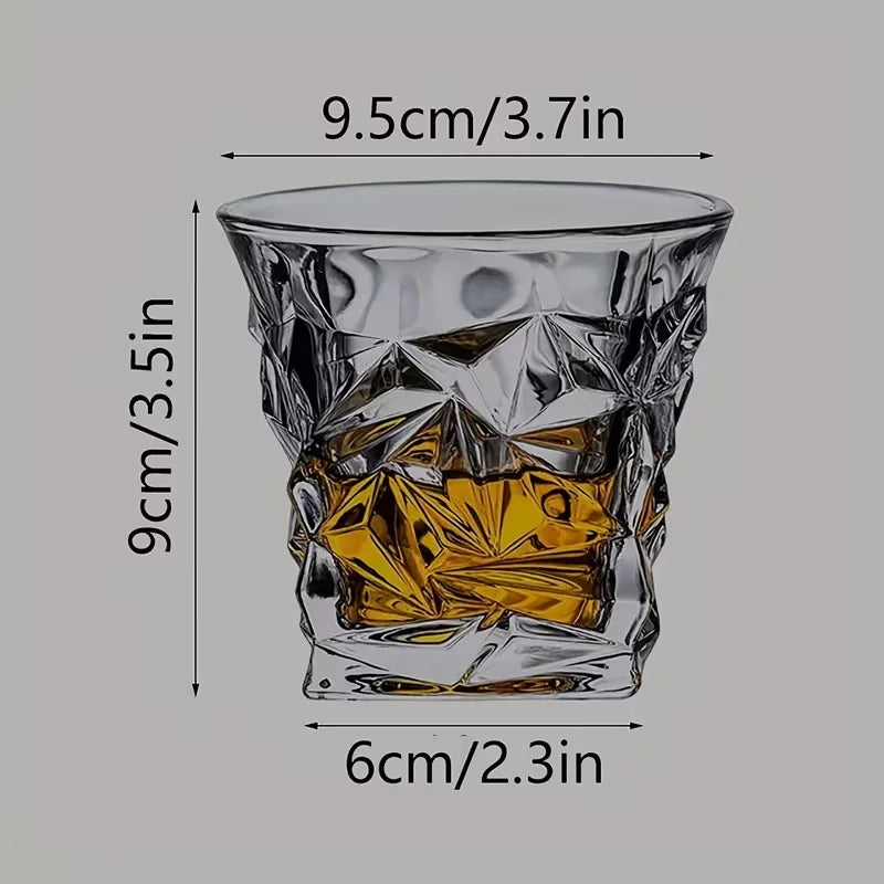 Set of 4 Diamond Whiskey Glasses Suitable for Bourbon, Scotch & Liquor