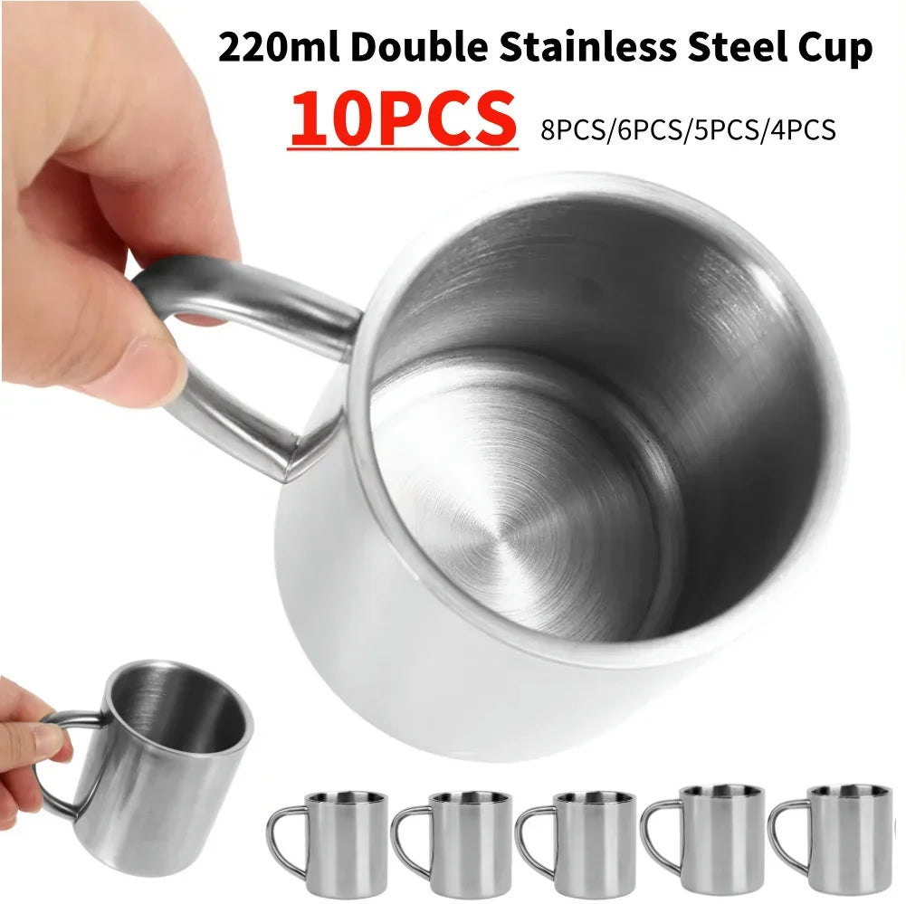 220ML/200ML 10-1PC Metal  Mug Cup Stainless Steel