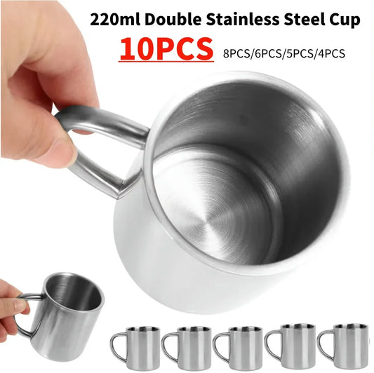 220ML/200ML 10-1PC Metal  Mug Cup Stainless Steel