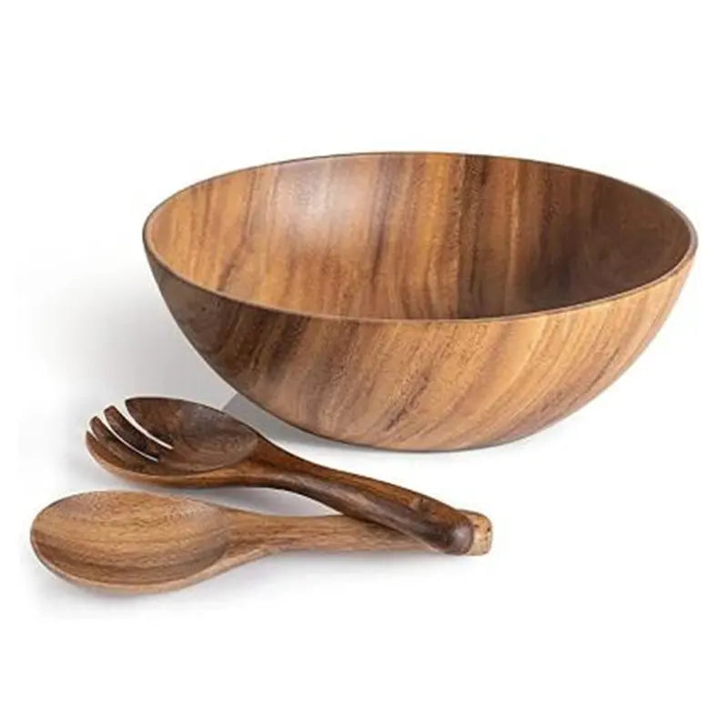 Acacia Wooden Salad Bowls Large Spoon Forks