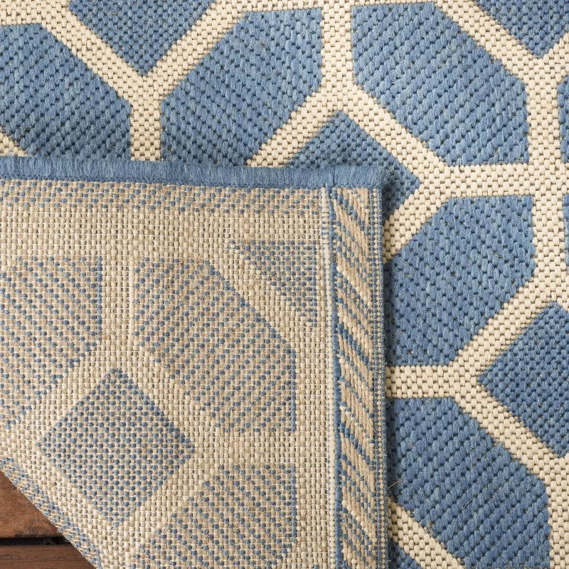 Geometric Indoor/Outdoor Area Rug, Blue/Creme, 2'2" x 4'
