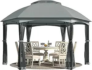 10 x 13 Gazebo, Metal Patio Gazebo Heavy Duty & Waterproof