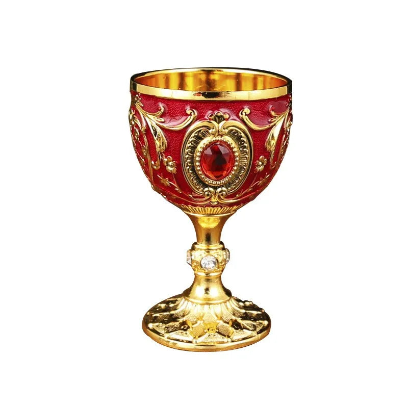 Drink Cup Embossed Vintage Metal Wine Cup Diamond-Encrusted