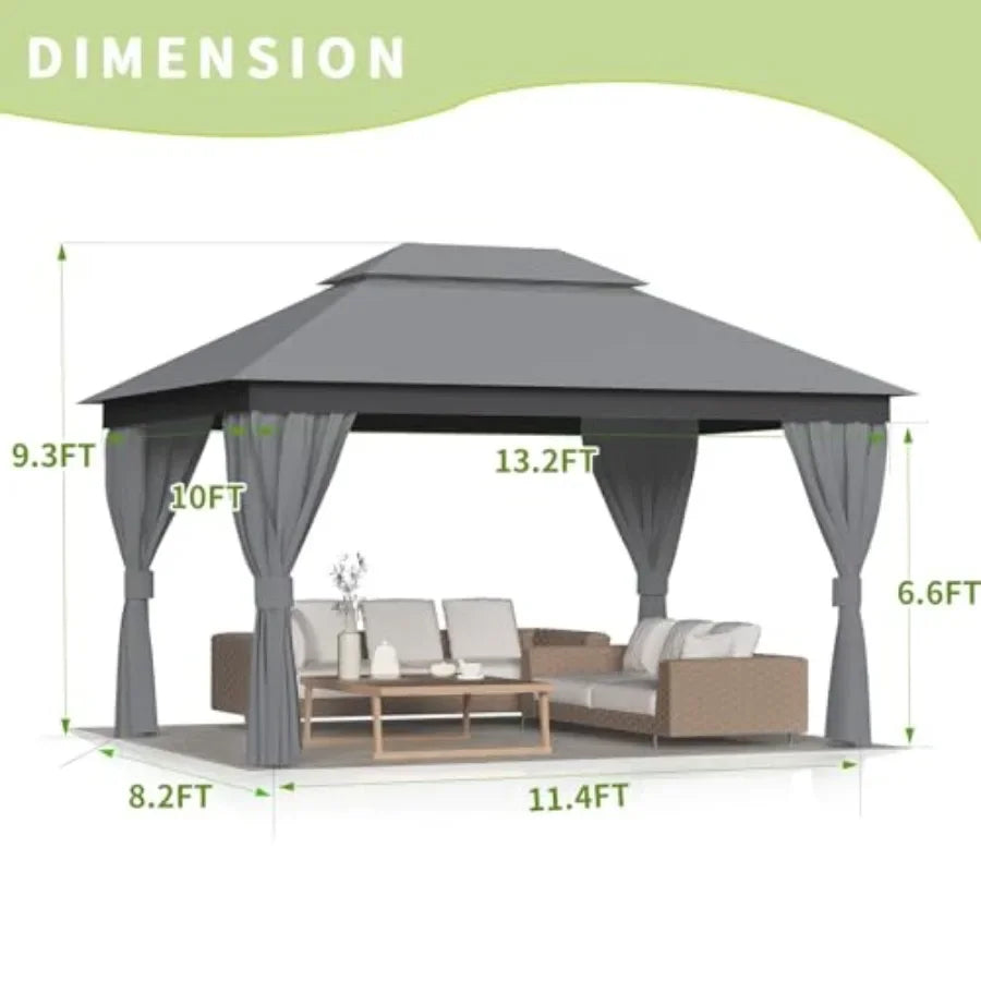 Outdoor Gazebo for Patio 10'x13' - Heavy DutyDouble Roofs