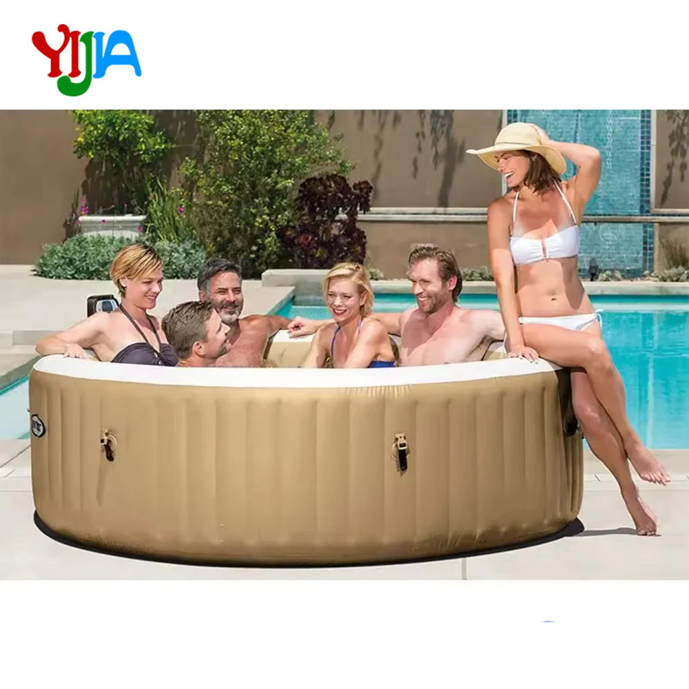 2-4 Person Inflatable Hot Tub, Round, Leak-Proof Blow 120 Air Jets,
