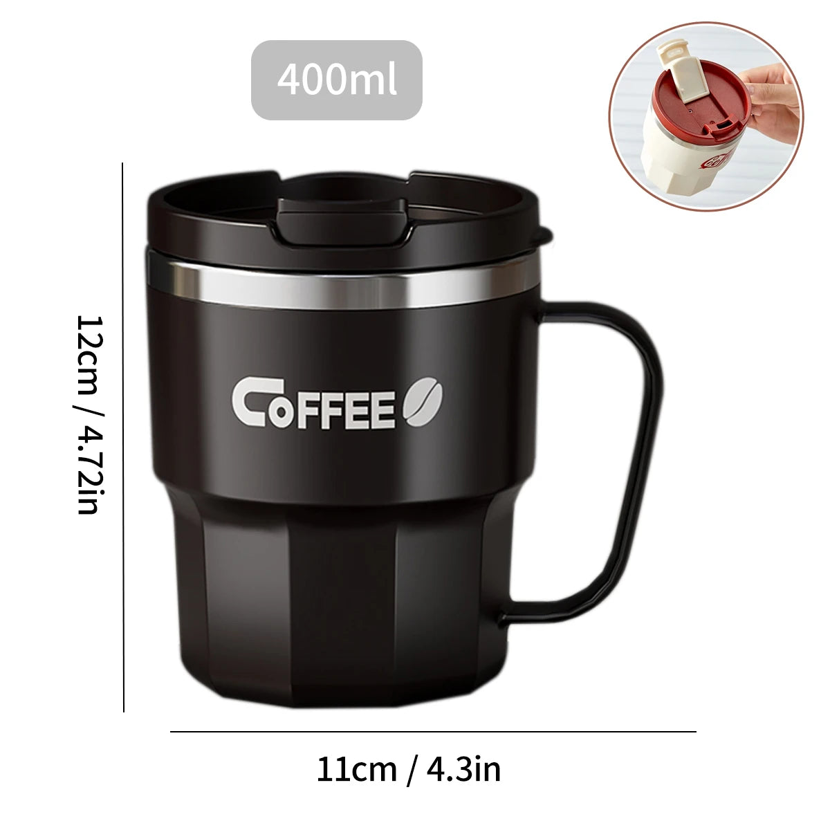 304 Stainless Steel Double Wall Insulated Coffee Cup With Handle