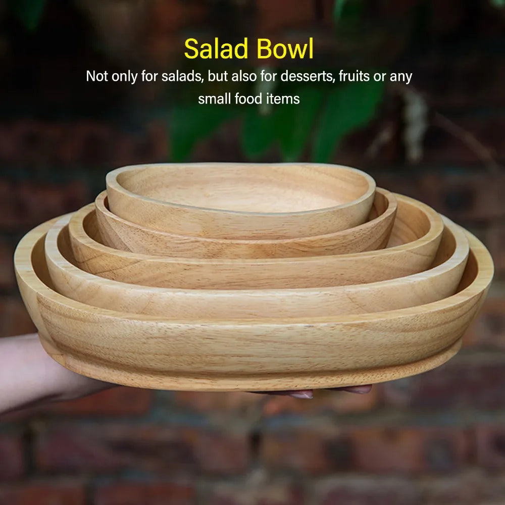 Portable Wooden Fruit Bowl Boat Smooth Large-capacity