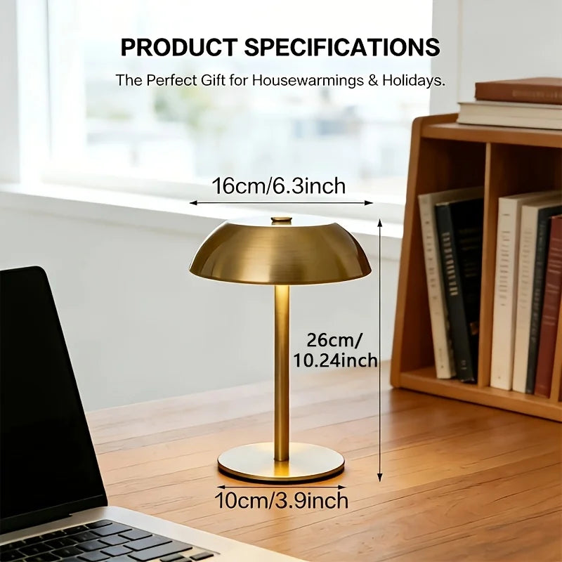 Mushroom Bedside Night Light with 1800mAh Battery, 3 Color Temperatures