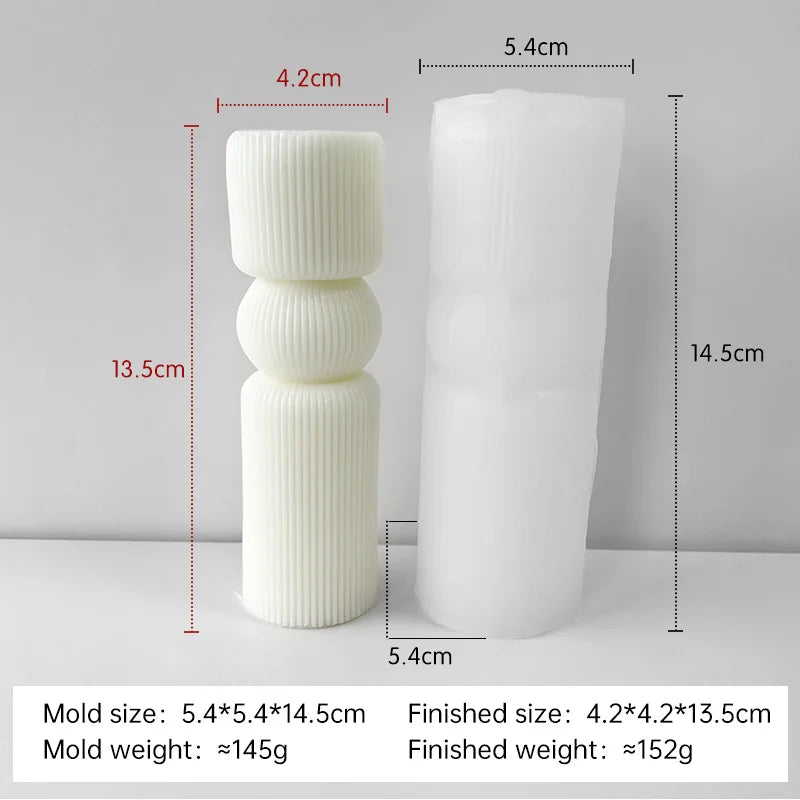 Striped Cylinder Aroma Candle Silicone Mold Soy Wax Candles Making Supplies