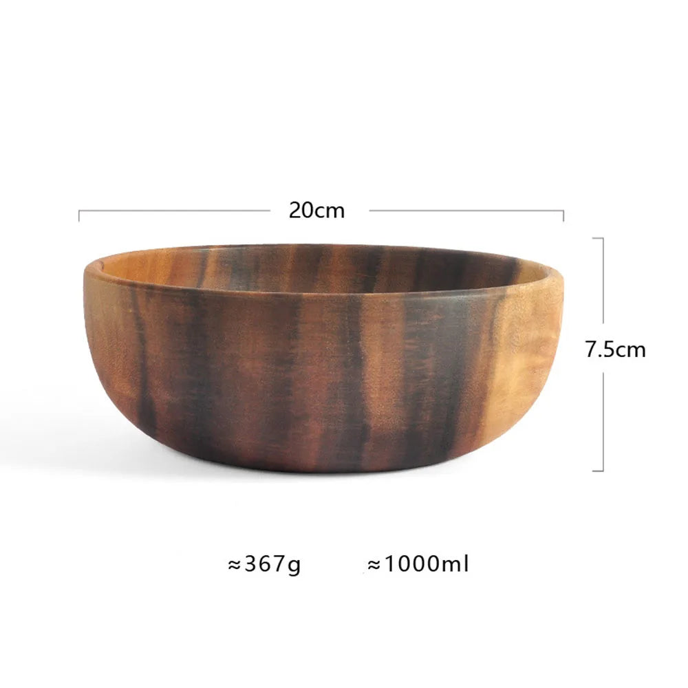 1Pcs Salad Bowl Natural Acacia Wood Handmade