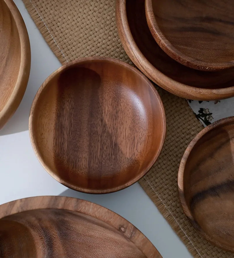 Japanese Style Wooden Salad Bowls Large Acacia Wood