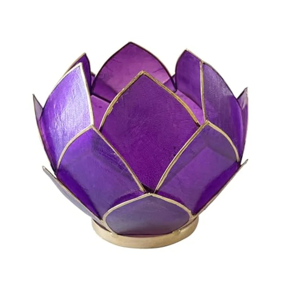 Blooming Lotus Capiz Shell Tealight Candle Holder,
