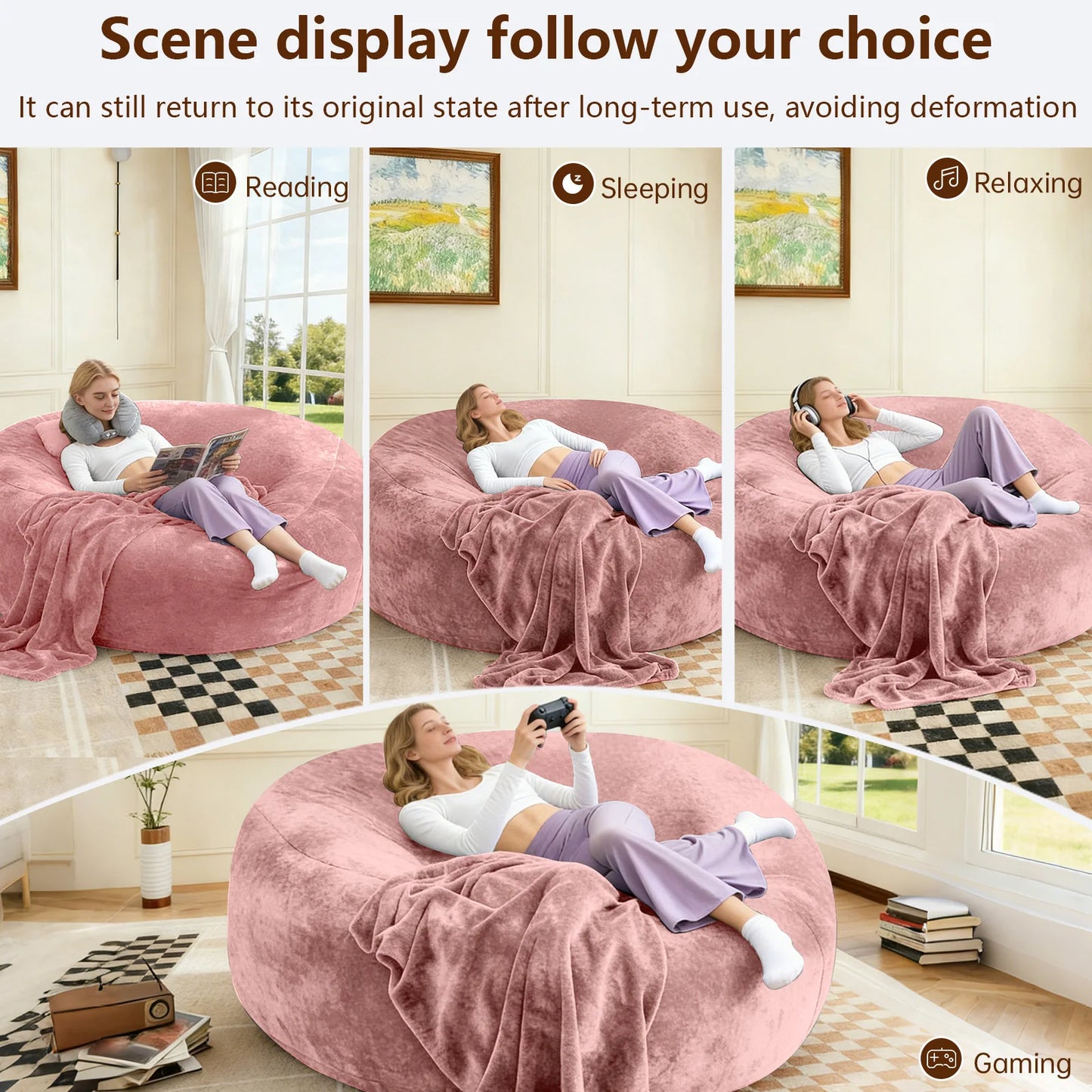 120CM×120CM×60CM, adult beanbag chair  memory foam chair,