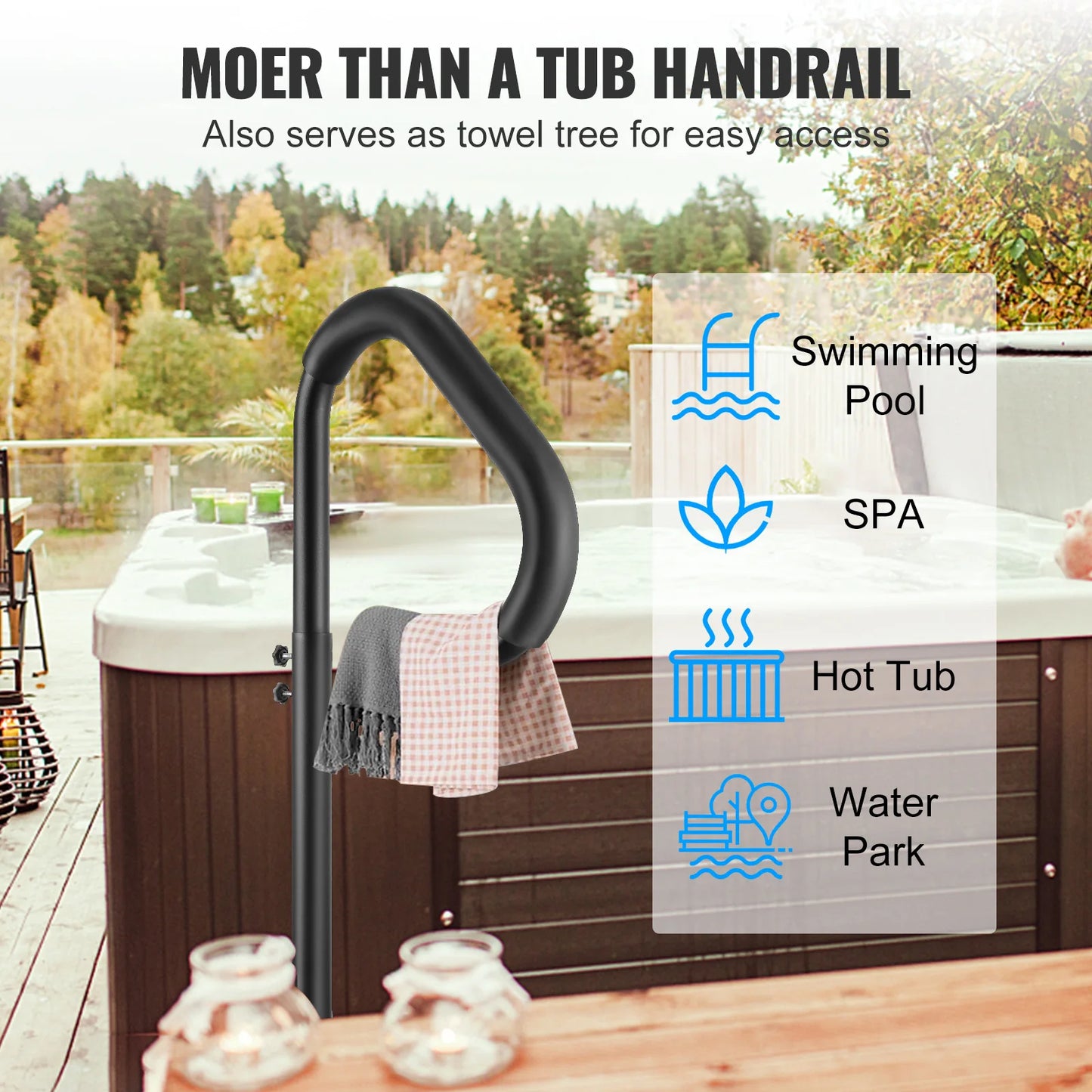 VEVOR 360 Rotatable Hot Tub Handrail Spa Side