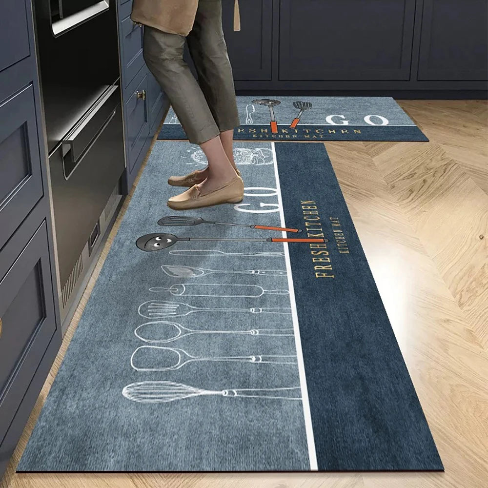 Non-slip Kitchen Mat Long Rugs Crystal Velvet Carpet