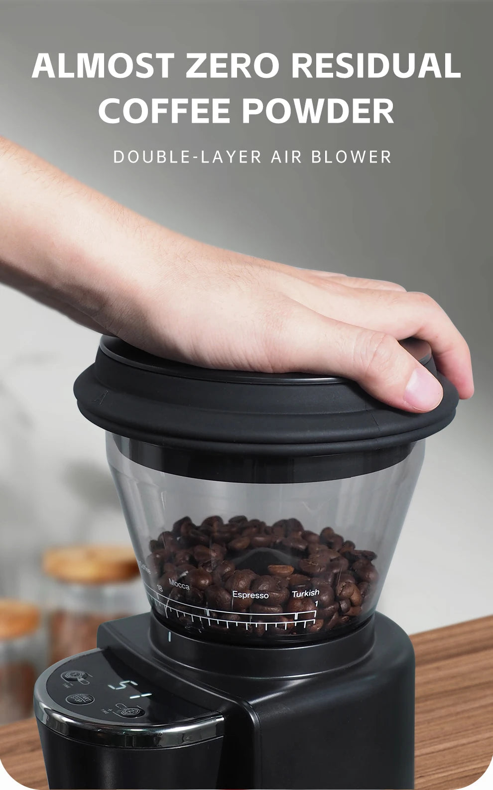 Automatic Burr Mill Electric Coffee Grinder with 34 Gears