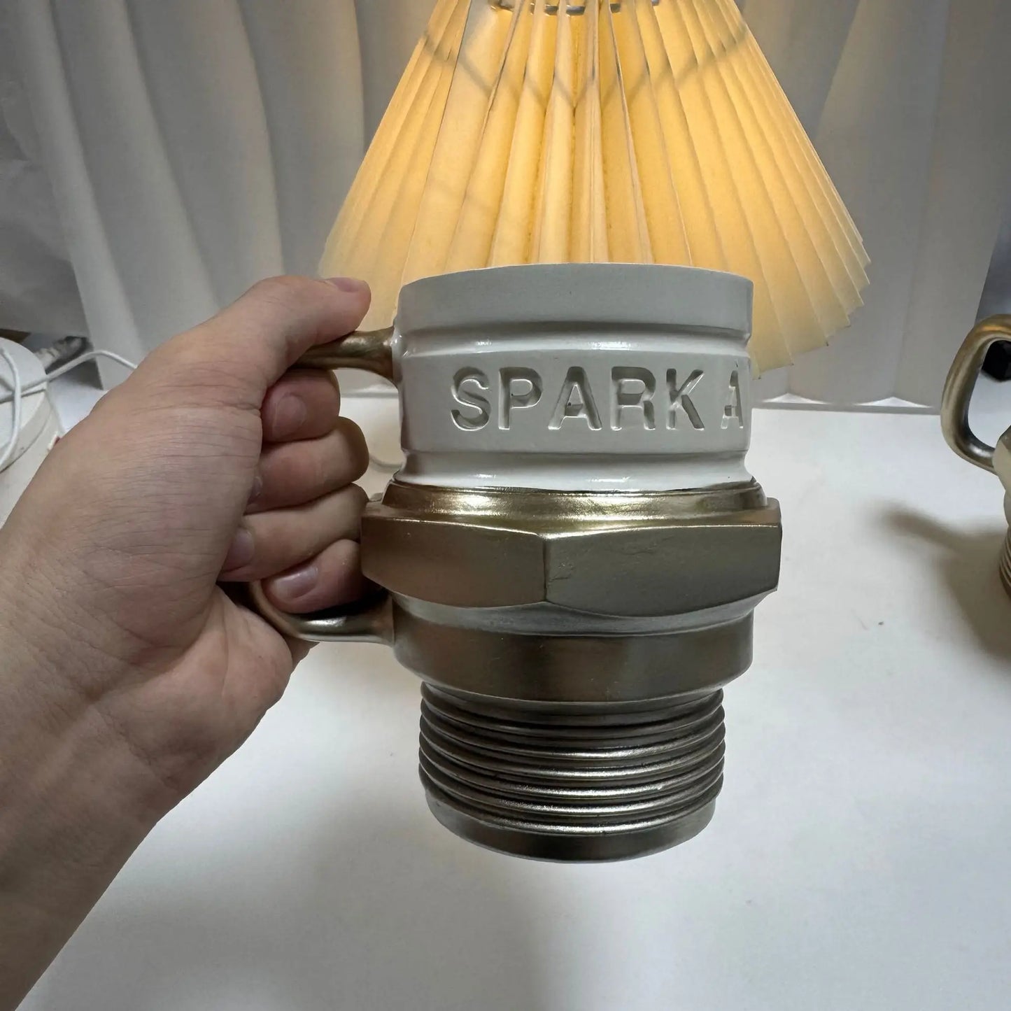 12-Ounce Ceramic And Stainless Steel Spark Plug Mark Cup
