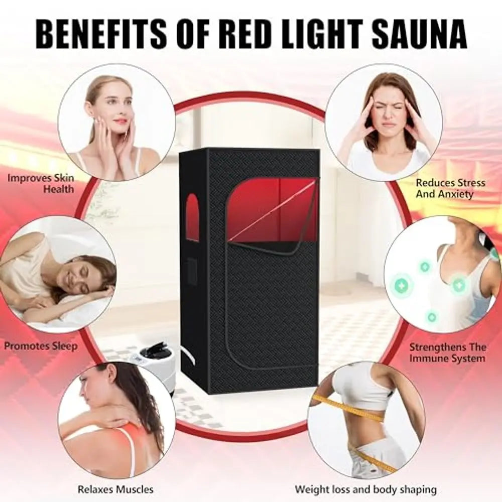 Infrared Red Light Sauna with Foldable Chair - 9-Level Heating
