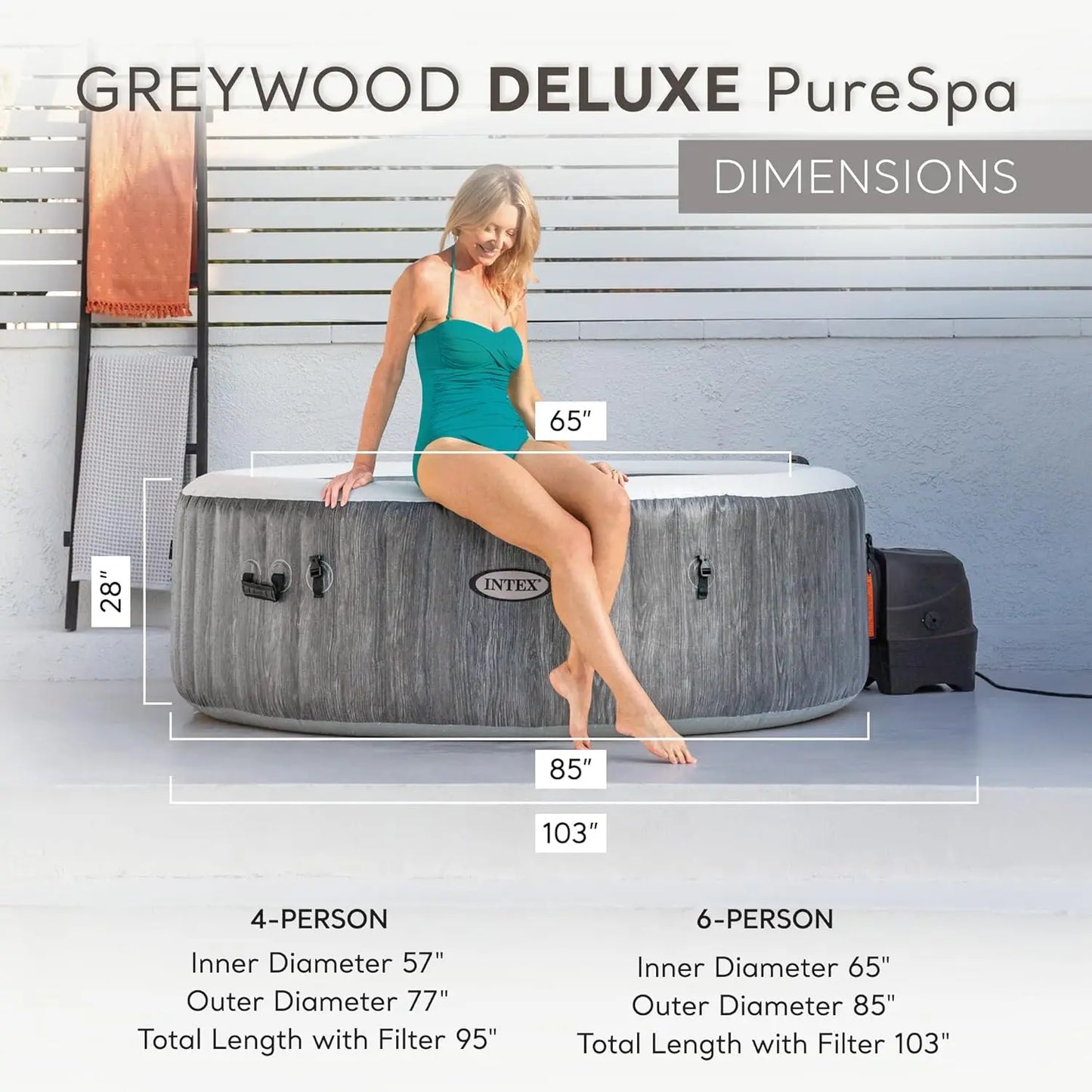 Inflatable  Hot Tub Jet Spa with 2 Medium and 2 Tall PureSpa Accessories