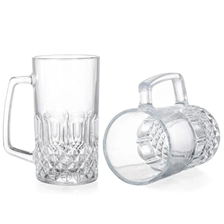 6 Pack 16 Oz Glass Beer Mug, Stainless Steel Straws,