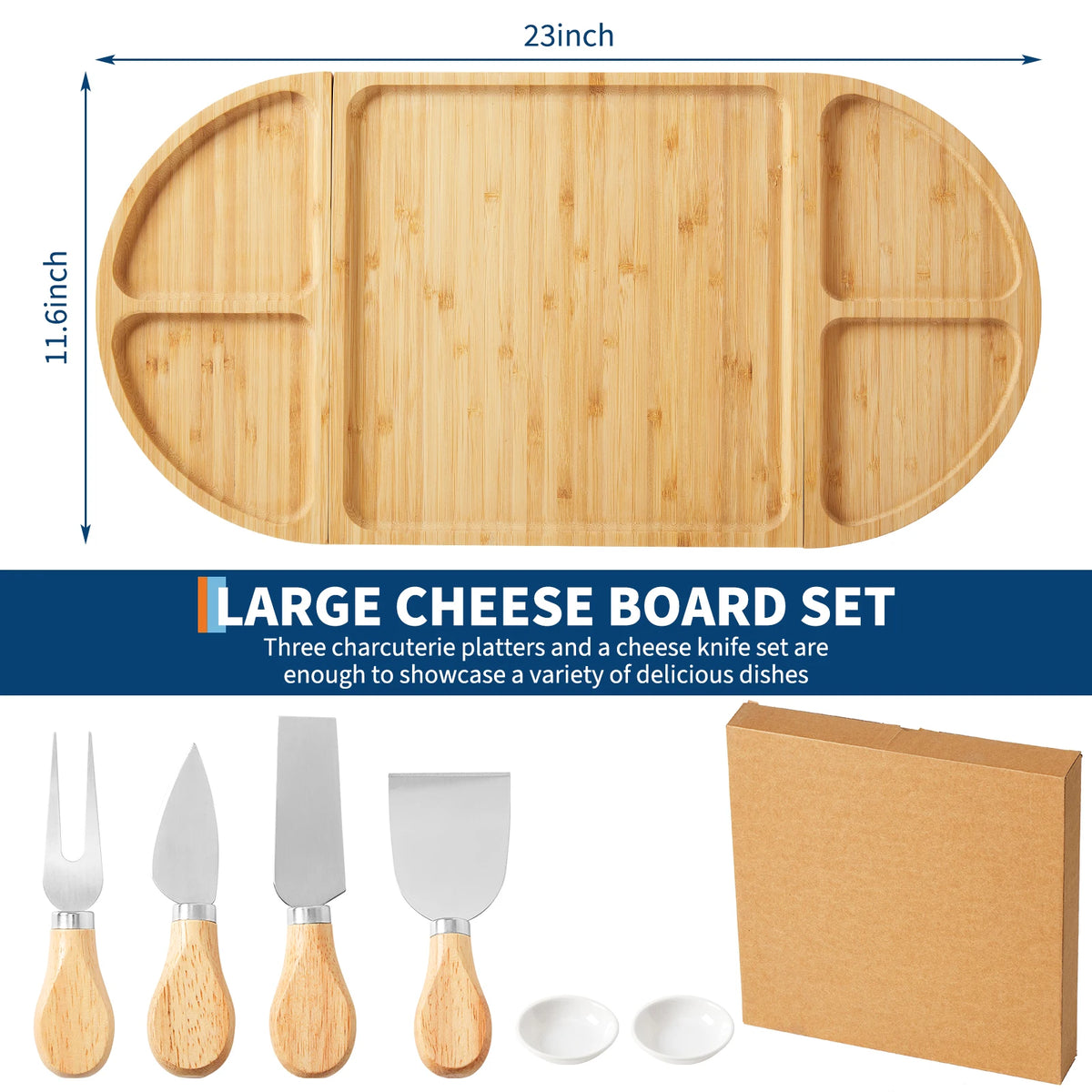 Bamboo Charcuterie Board Set, Magnetic, Knives