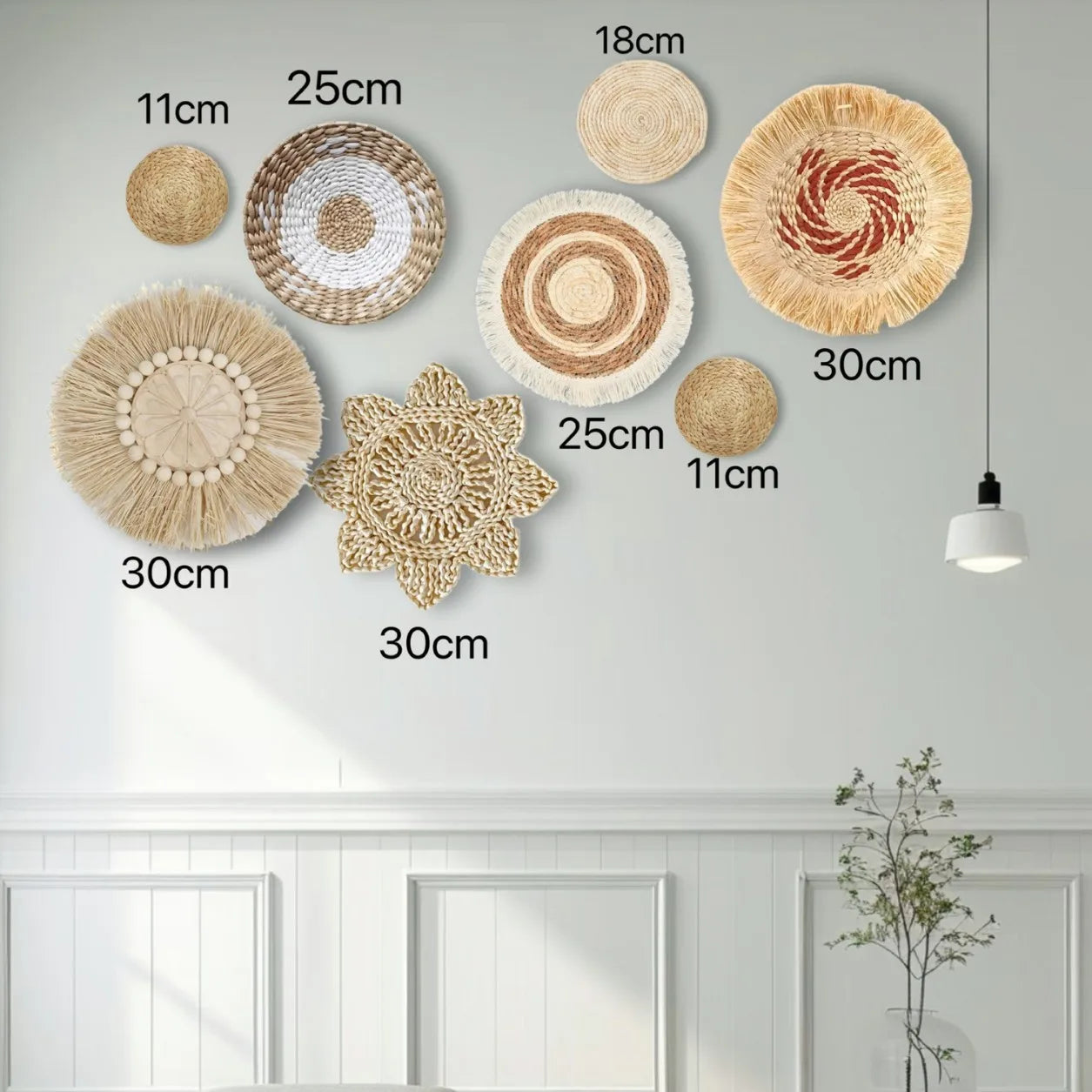 Boho Straw Wall Decor Grass Weaving Woven Tassel Wall Hanging