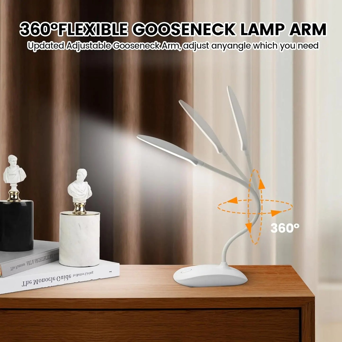 Rechargeable Touch Control Lamp, 2000mAh Built-in, Up to 30H Use,