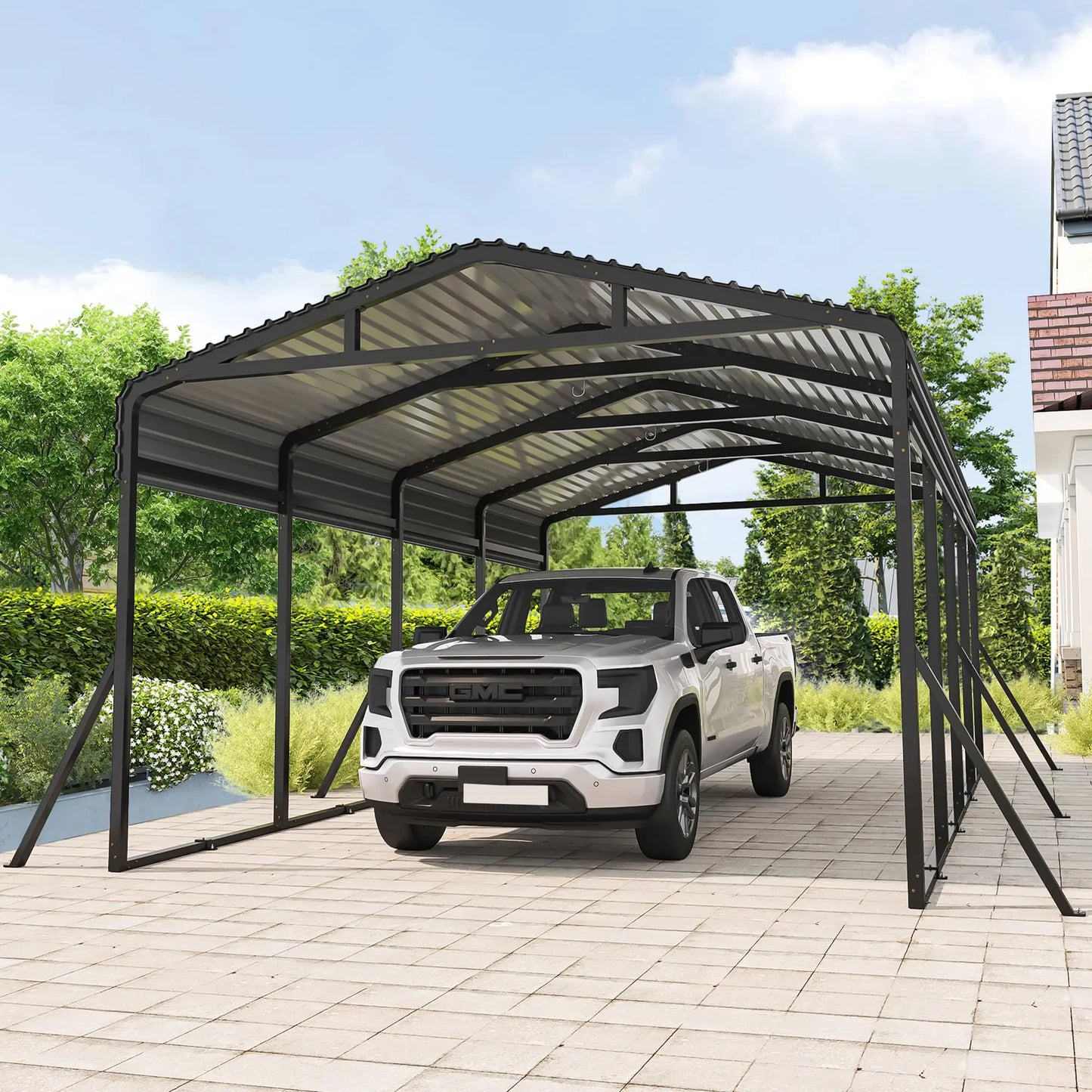 12x20FT Metal Carport Shelter, Heavy-Duty Galvanized Steel