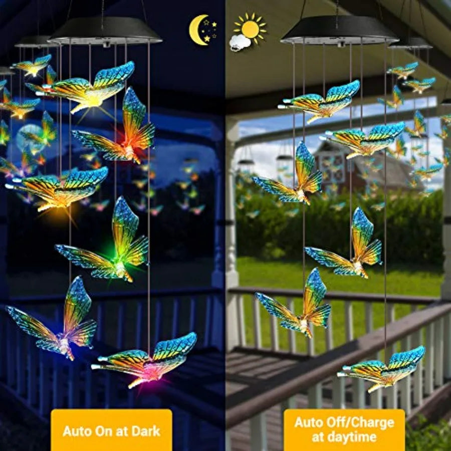 Solar Wind Chime, Color Changing Wind Chimes Butterfly, LED