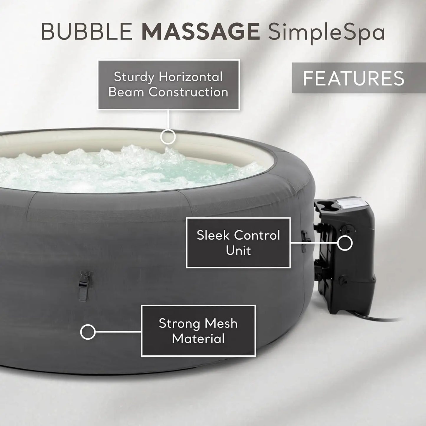 Inflatable Hot Tub 4 Person  Insulated Cover – Built-in QuickFill
