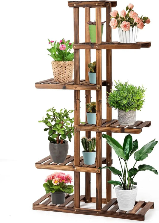 Wood Flower Stand, Shelf Holder Freestanding Plant Rack