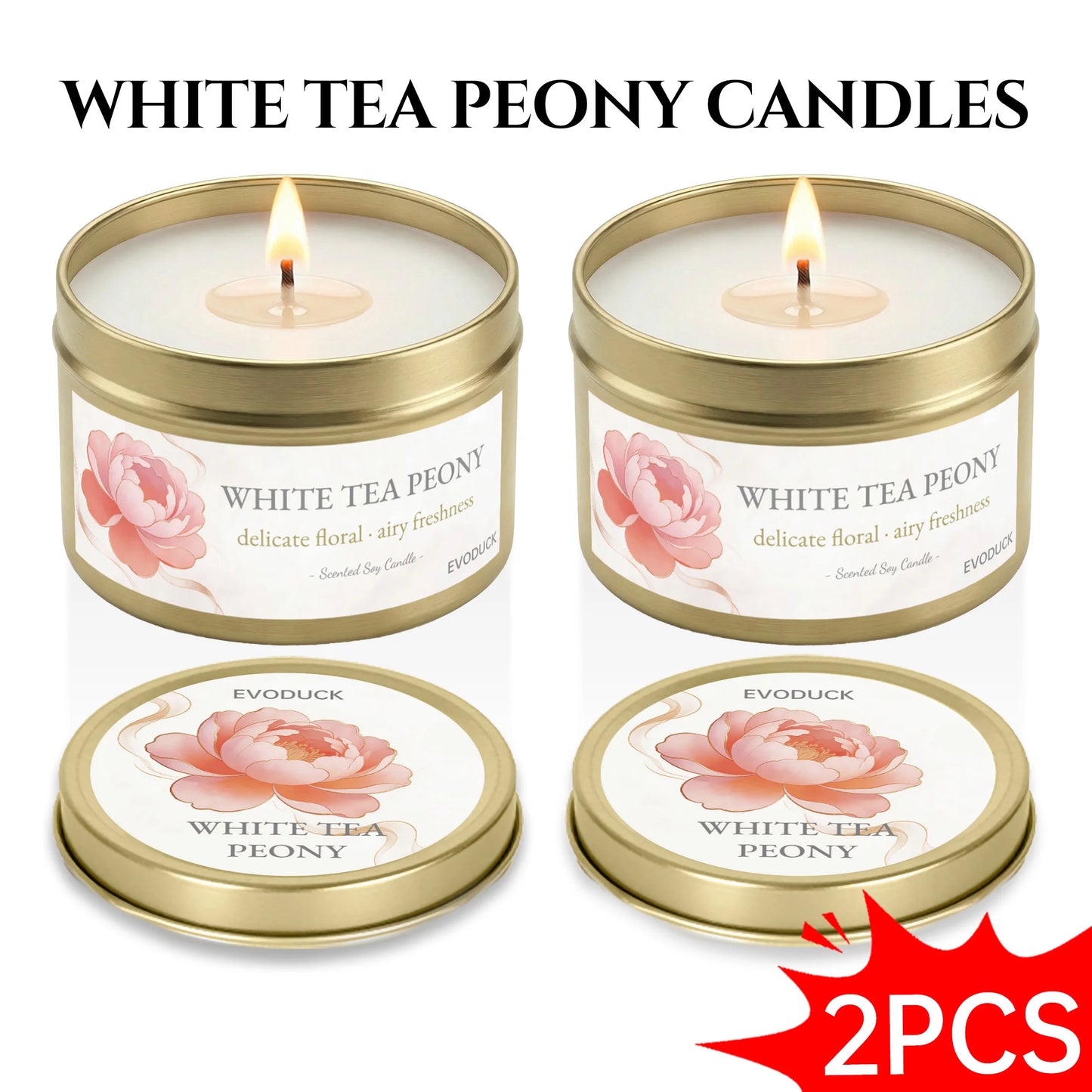 4Pcs Floral Scented Candle Set  Natural Soy Wax Tin Candles